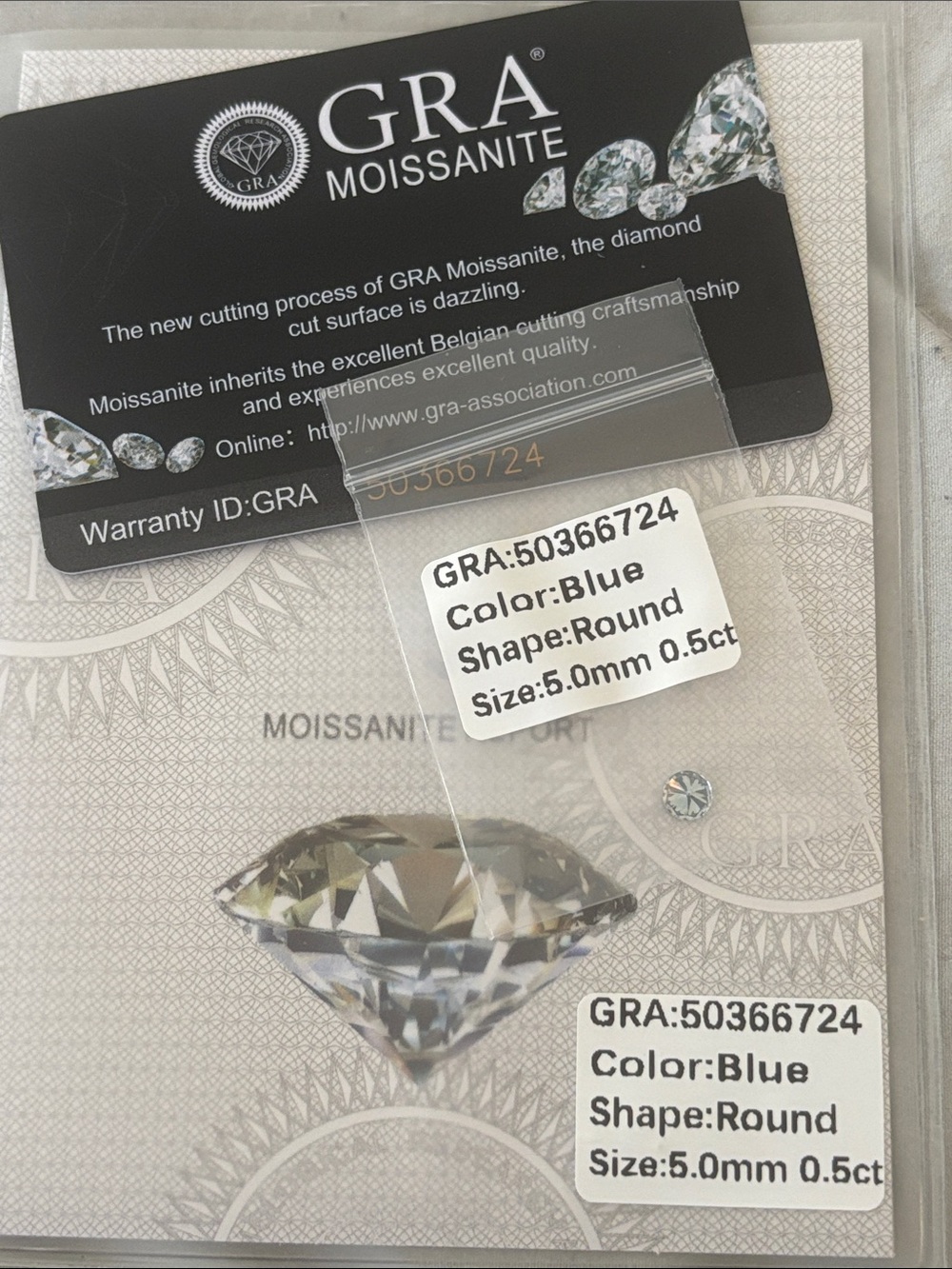 Blue Moissanite Stone 1 ct